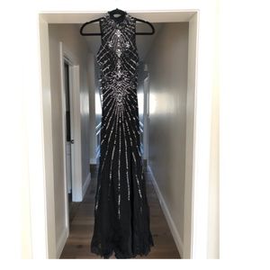 Black Beaded and Sequin Prom Dress